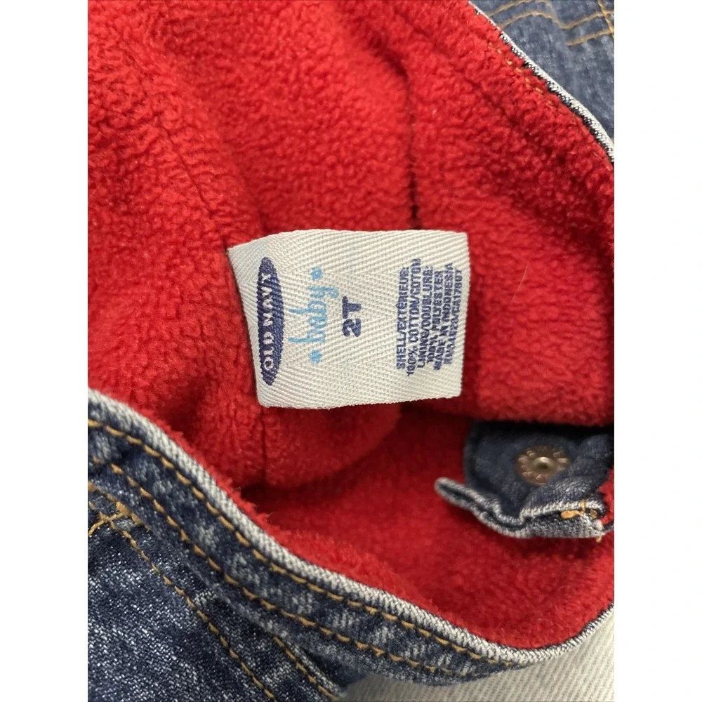 OLD NAVY BABY BIB OVERALLS SIZE 2T MOS DENIM JEANS‎ FLEECE LINED